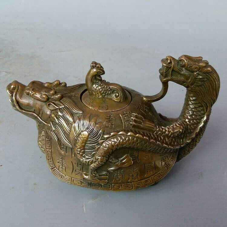 手作り鋳造  純銅  竜亀  急須  風水  茶器  置物91