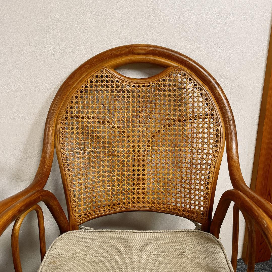 美品　回転座椅子 和モダン 座椅子 昭和レトロ アンティーク ラタンチェア