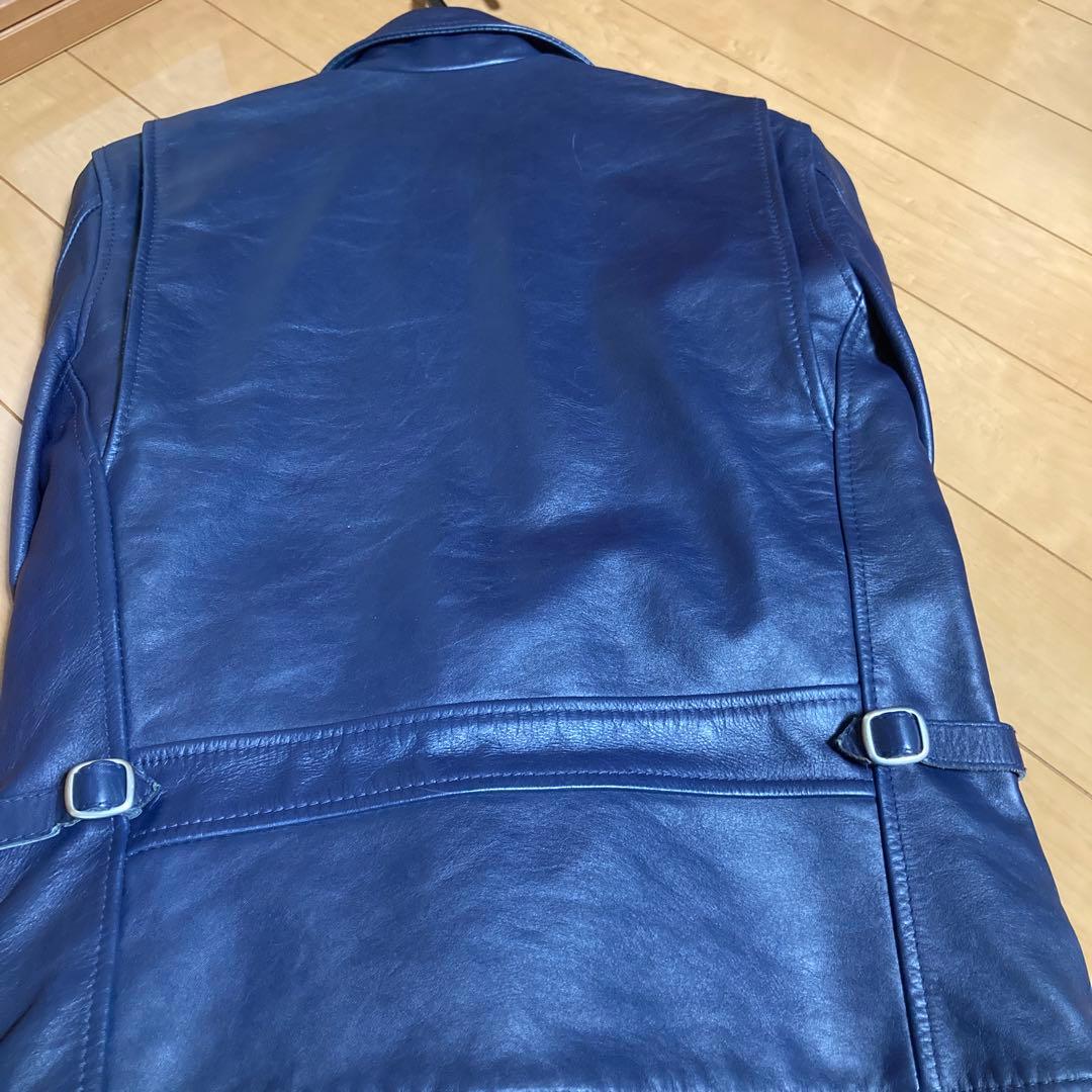 Schott レザーシングルライダースジャケット S 青