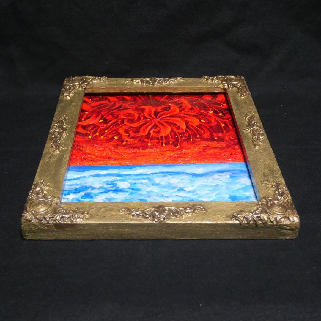 油絵 油彩 油彩画 絵 絵画【空と雲と、赤き彼岸花】