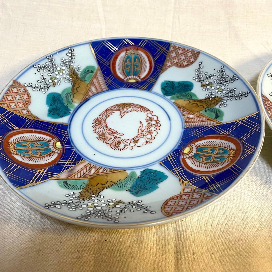 伊万里　古伊万里　中皿　色絵　金彩　松竹梅　２客