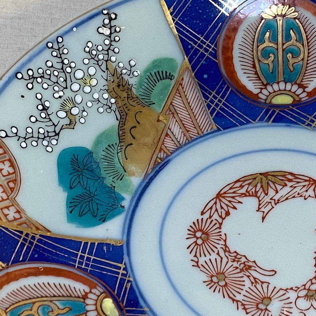 伊万里　古伊万里　中皿　色絵　金彩　松竹梅　２客