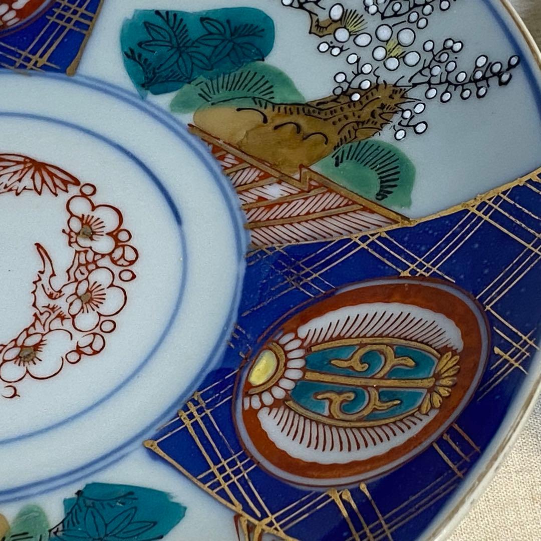 伊万里　古伊万里　中皿　色絵　金彩　松竹梅　２客