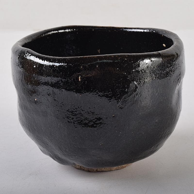 楽吉左衛門　九代了入作　黒楽茶碗　銘杏都　仕覆付　清水公照極め箱　M　R8580