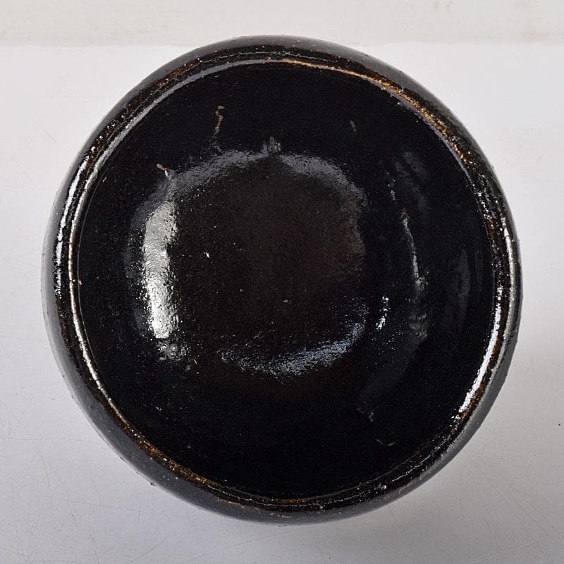 楽吉左衛門　九代了入作　黒楽茶碗　銘杏都　仕覆付　清水公照極め箱　M　R8580