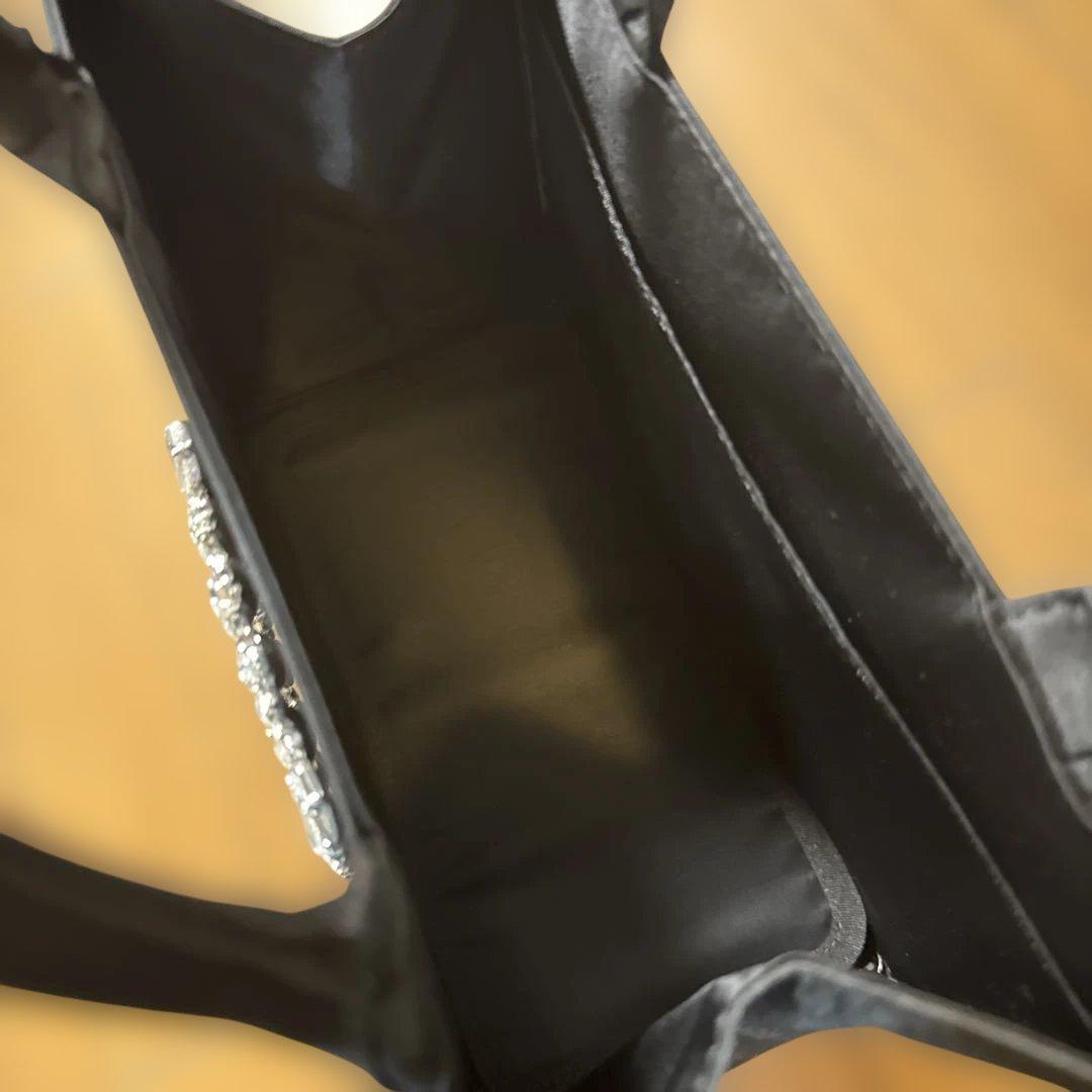 極美品✨シャルマントサック　ビジュー装飾付き　黒ハンドバッグ　パーティ入学式