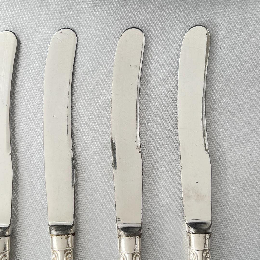 【C H Davis】 【純銀ハンドル】ティーナイフ 6本 ケース 1902年