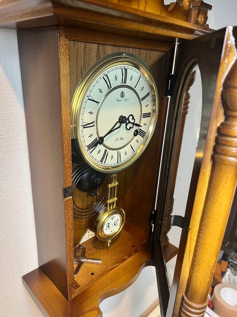 愛知30DAY SuperLight振り子時計ゼンマイ掛け時計柱時計ボンボン時計