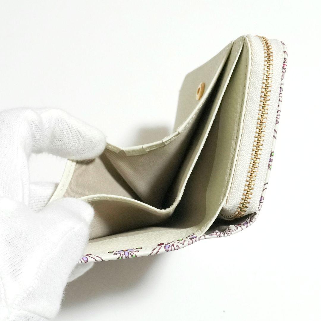 【新品未使用】友禅文庫 花柄二つ折り財布 牛革 日本製