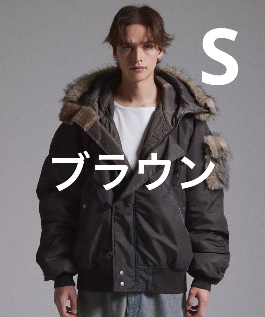GRANCY ファーポケットデザインフェードN2Bジャケット　ブラウン　Sサイズ