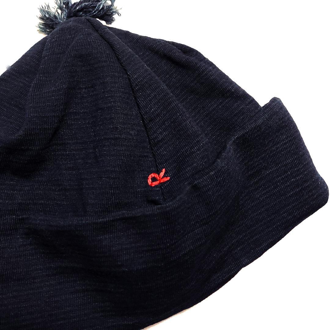 希少 45R✨R by 45rpm インディゴ デニム ポンポンニット帽 R刺繍