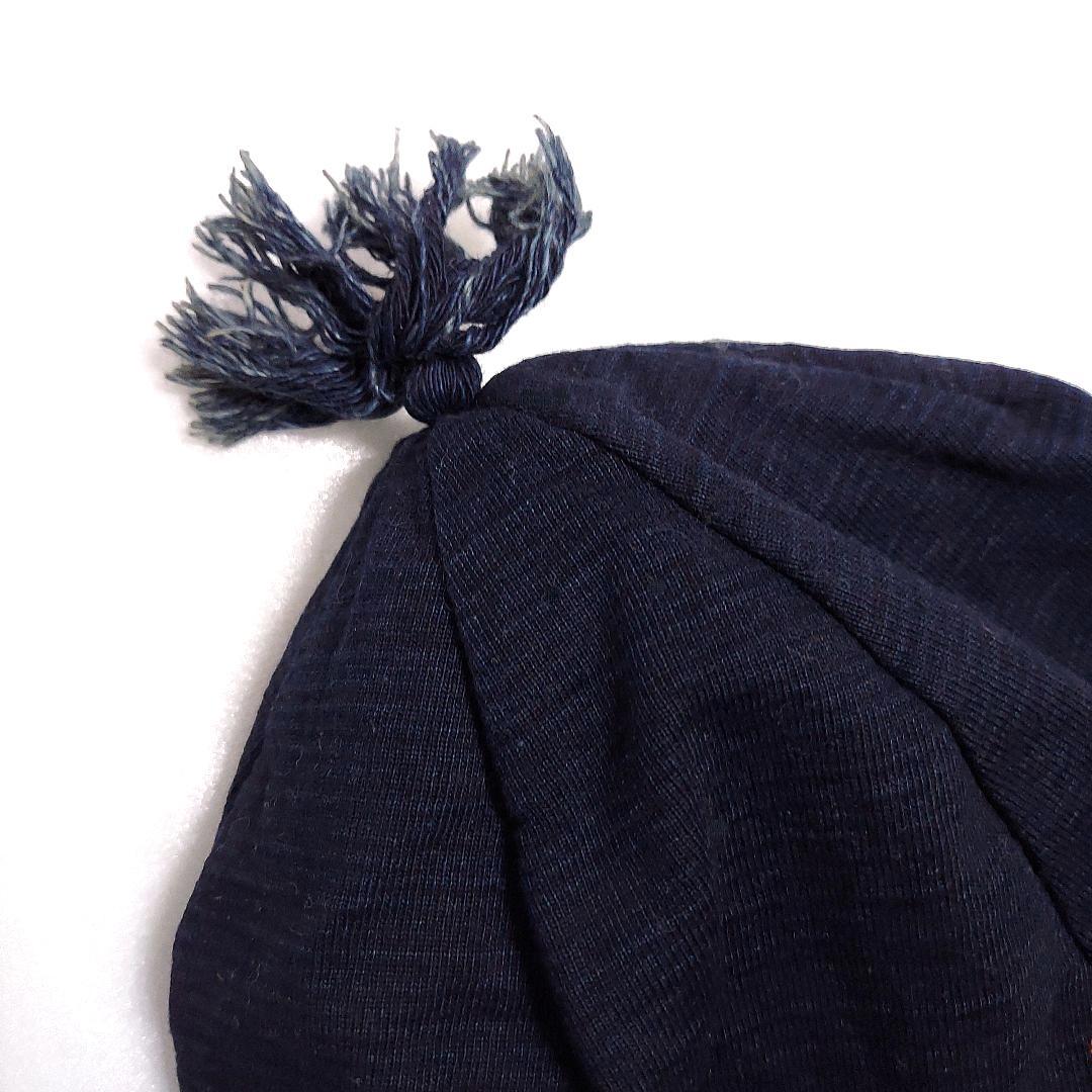 希少 45R✨R by 45rpm インディゴ デニム ポンポンニット帽 R刺繍