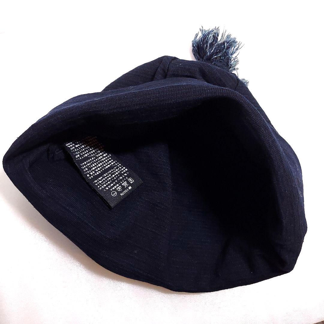 希少 45R✨R by 45rpm インディゴ デニム ポンポンニット帽 R刺繍