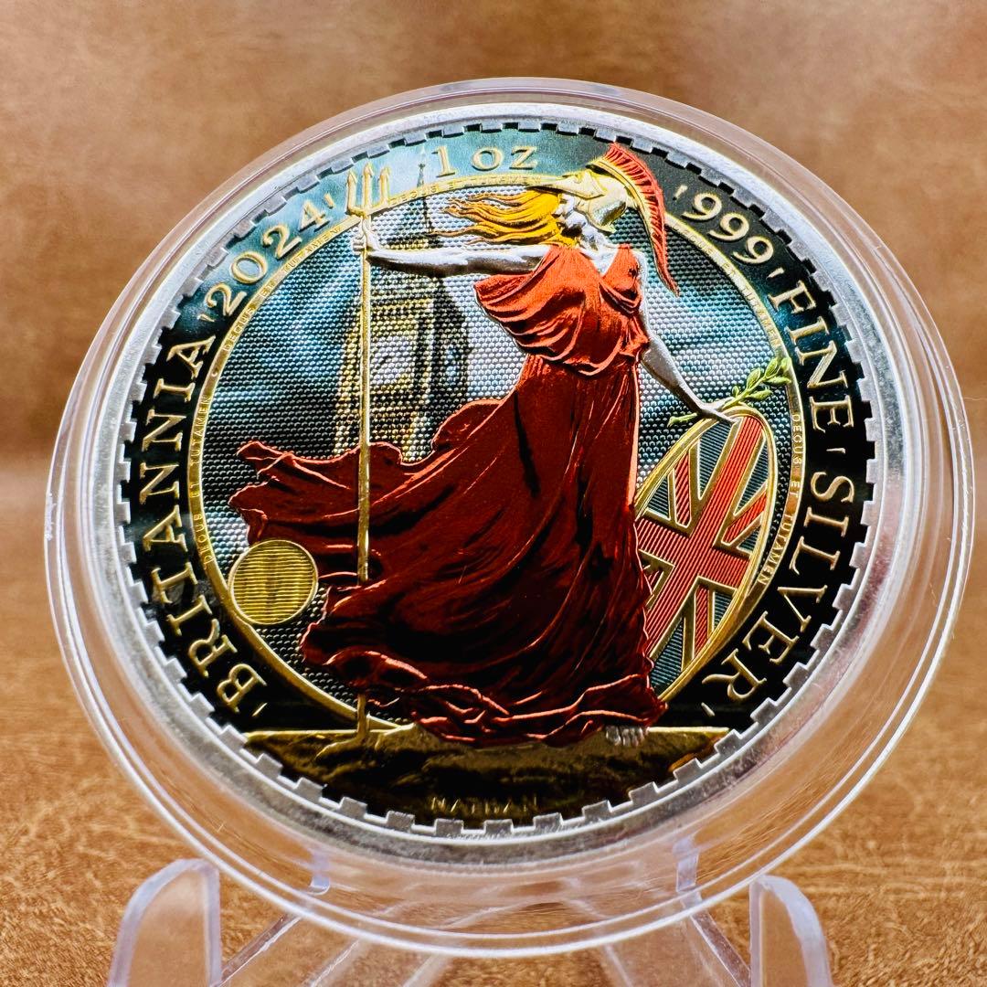 世界100枚限定 イギリス ブリタニア 銀貨 カラー ロンドンビッグベン 1oz