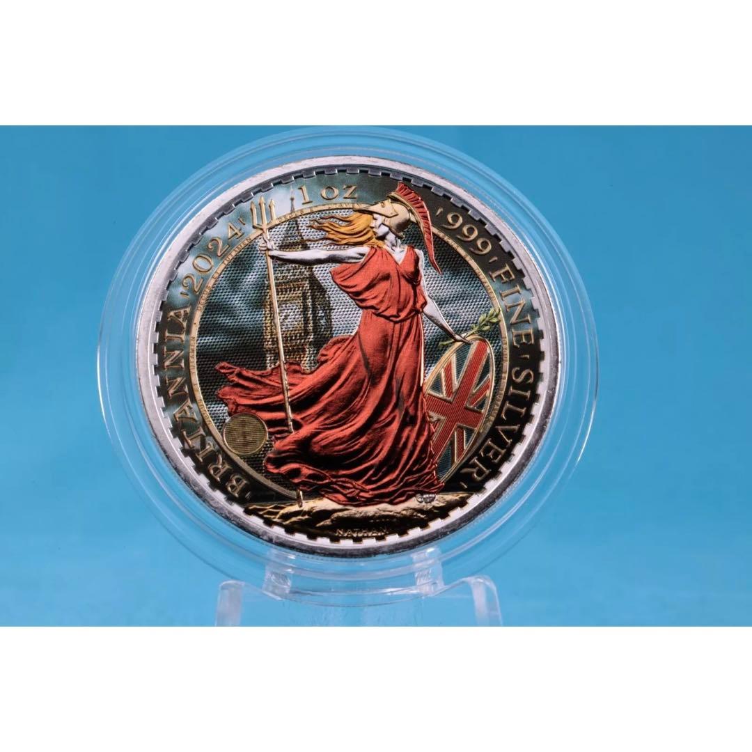 世界100枚限定 イギリス ブリタニア 銀貨 カラー ロンドンビッグベン 1oz