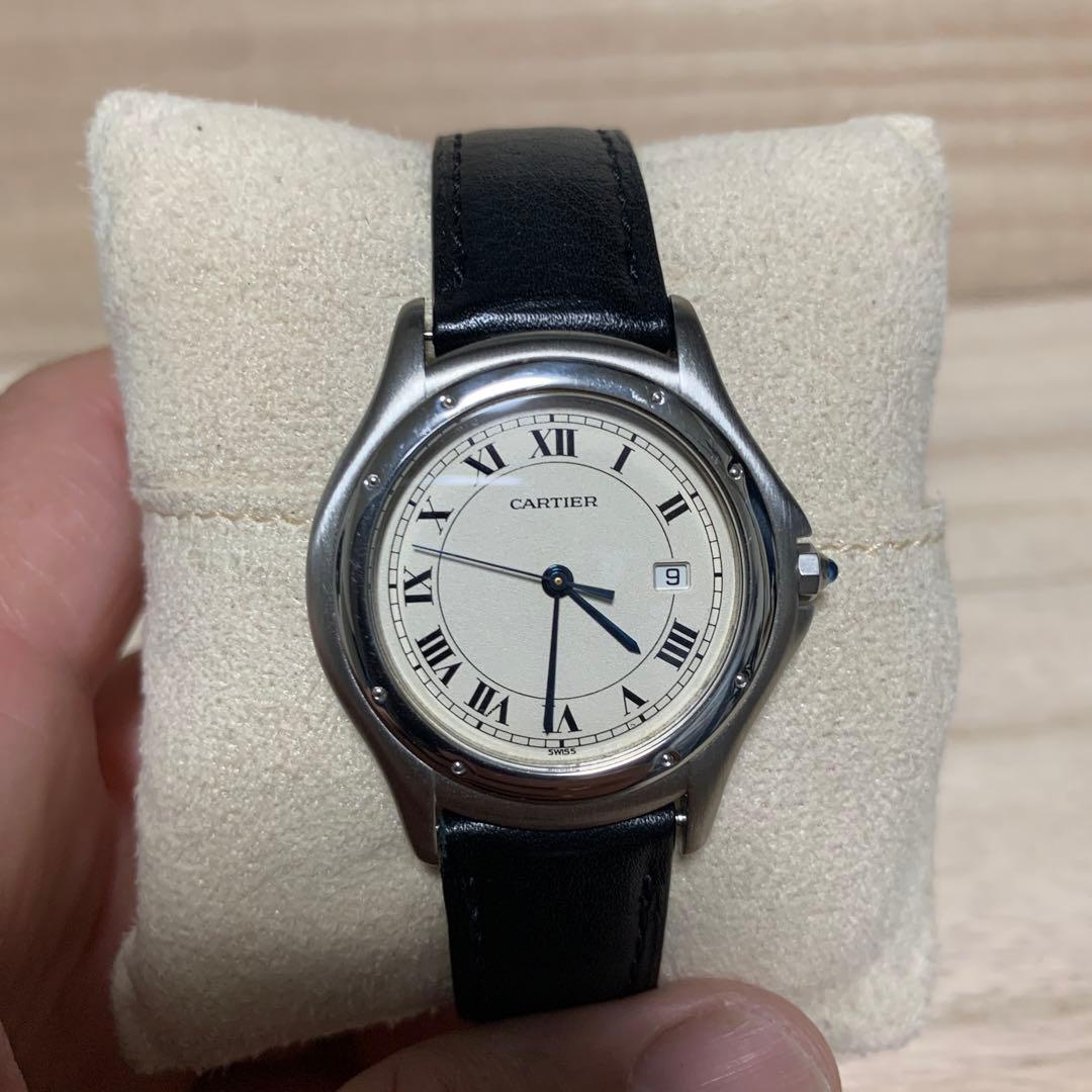 美品 カルティエ パンテール クーガー シルバー ローマン デイト LM