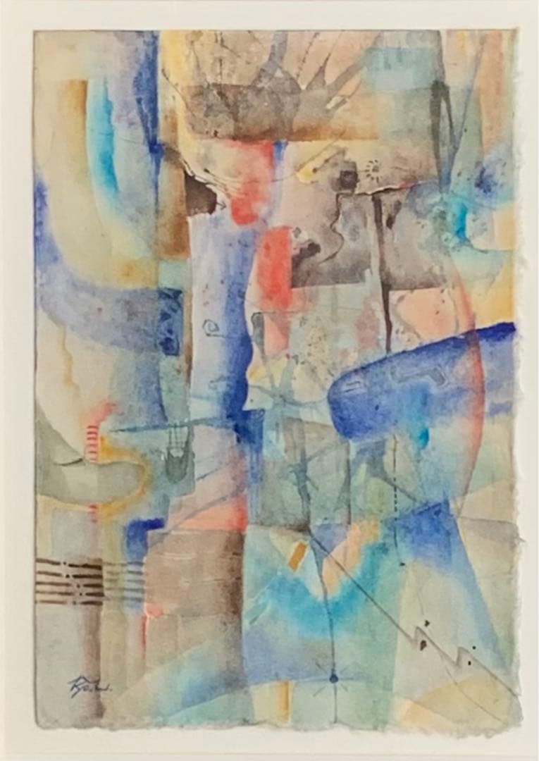 【RIO UMEZAWAの2号サイズ抽象画】1995年頃の初期作品【美品、レア】