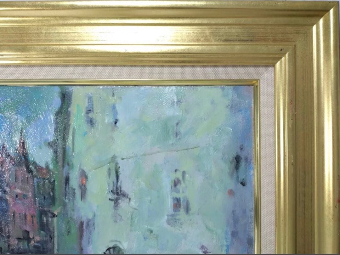 日高昭二 油彩「ヴェネチア」総理大臣賞作家 額46×57cm