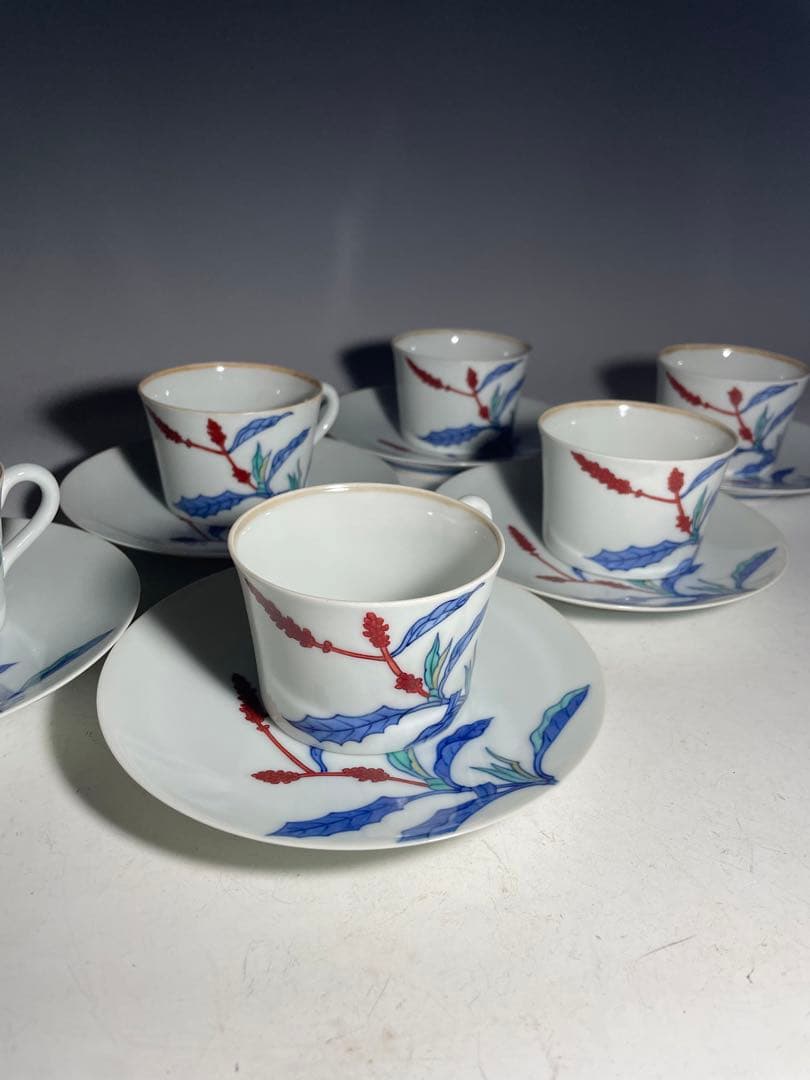 人間国宝　13代今泉今右衛門　紅茶碗六客　本人作