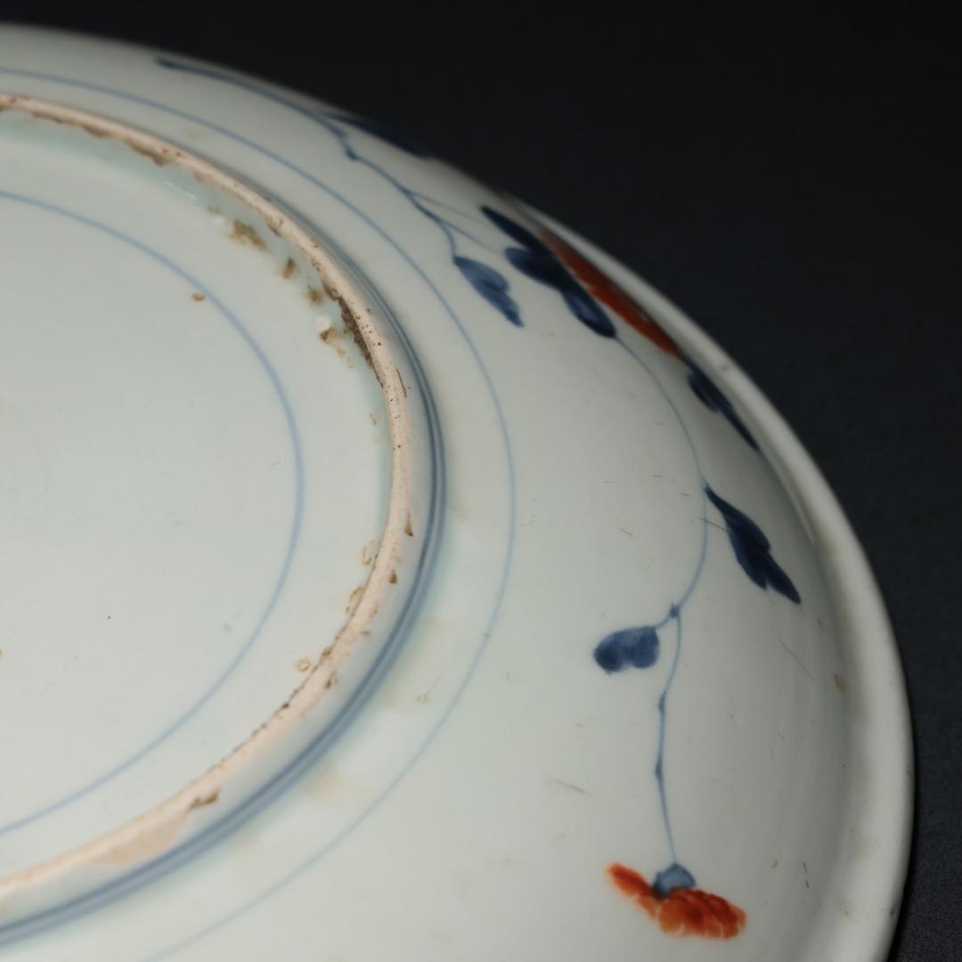 伊万里色絵花籠図皿　∅31cm　古伊万里　骨董　R1370A