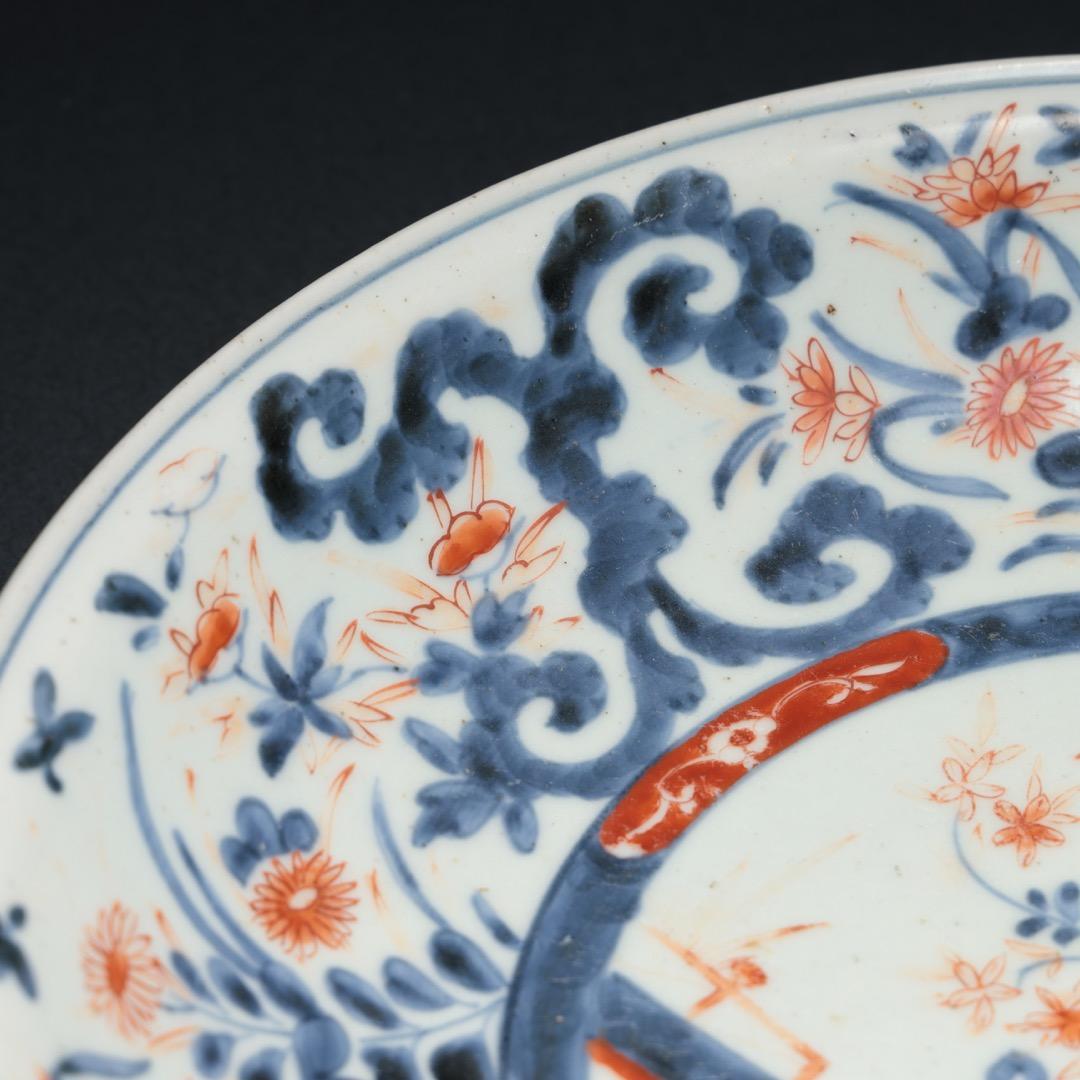 伊万里色絵花籠図皿　∅31cm　古伊万里　骨董　R1370A