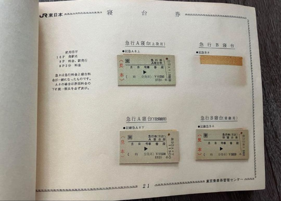JR東日本　見本帳　乗車券　切符　鉄道