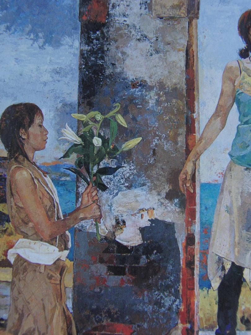 小川尊一、【犬島晩夏】、希少な額装用画集より、新品額装付、状態良好