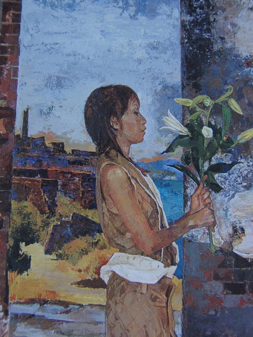 小川尊一、【犬島晩夏】、希少な額装用画集より、新品額装付、状態良好