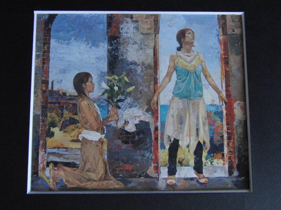 小川尊一、【犬島晩夏】、希少な額装用画集より、新品額装付、状態良好