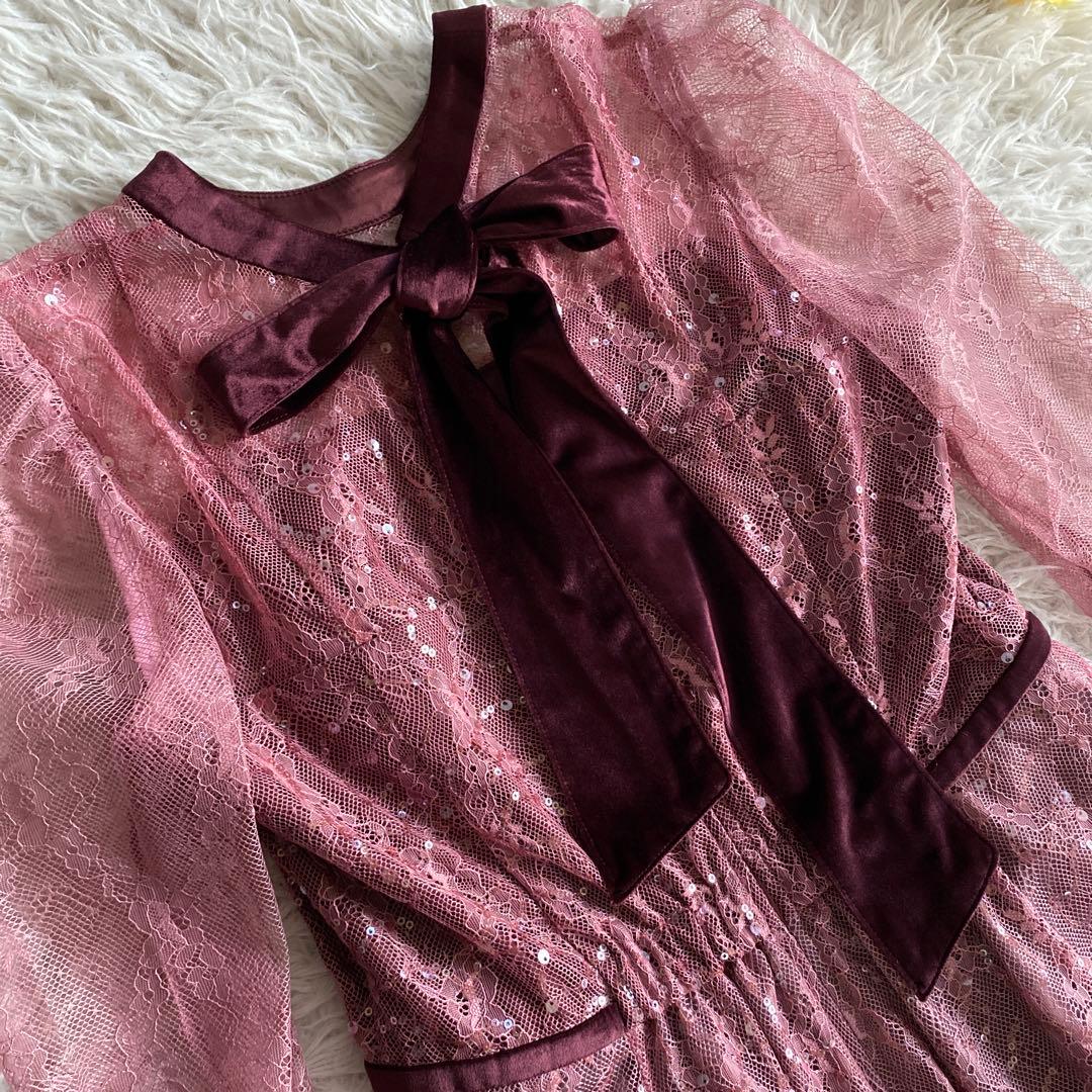 あはははは新品　snidel スナイデル　スパークルレースドレス　ピンク