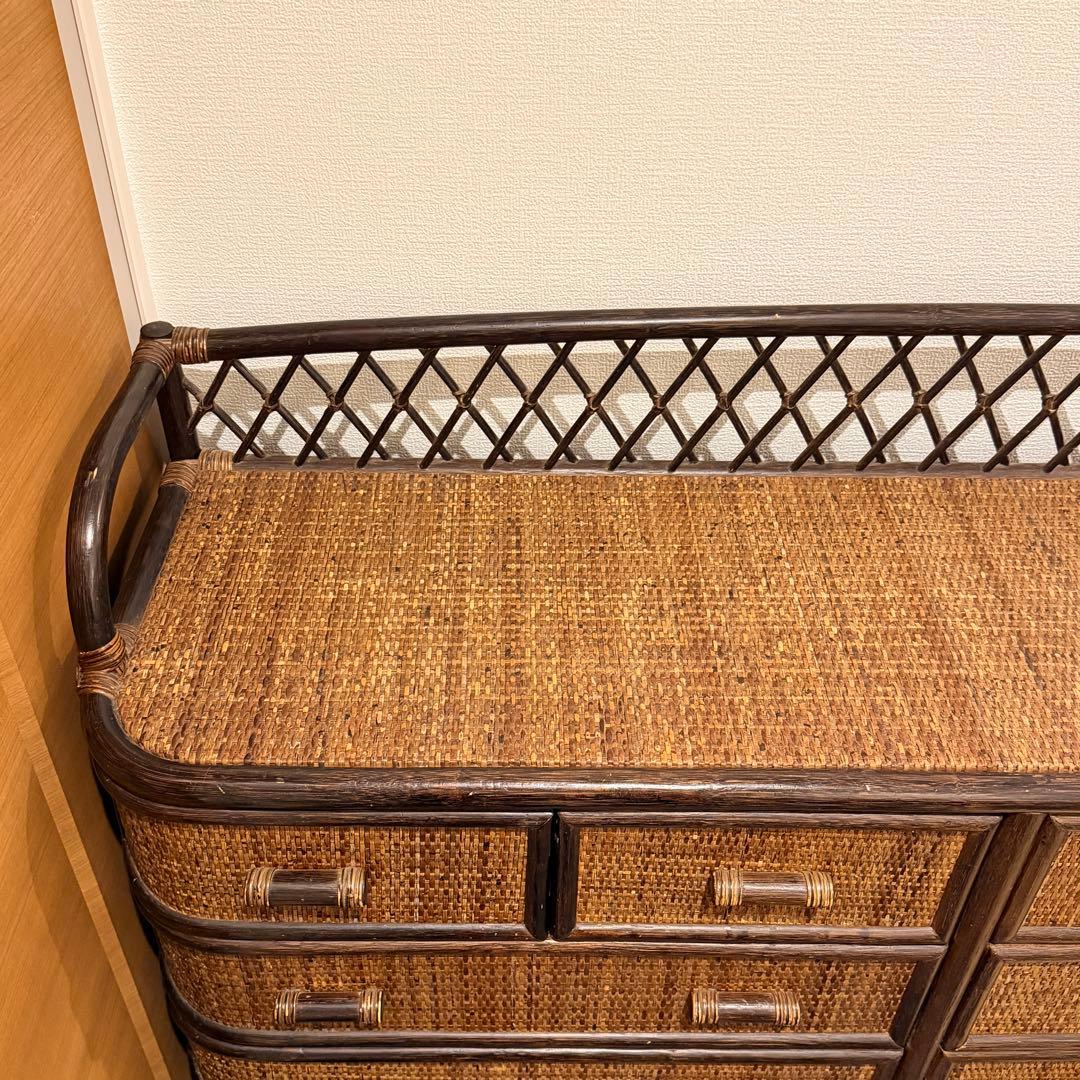 希少✨ヴィンテージラタン　籐家具 チェスト　4段10杯　引き出し タンス　ラタン
