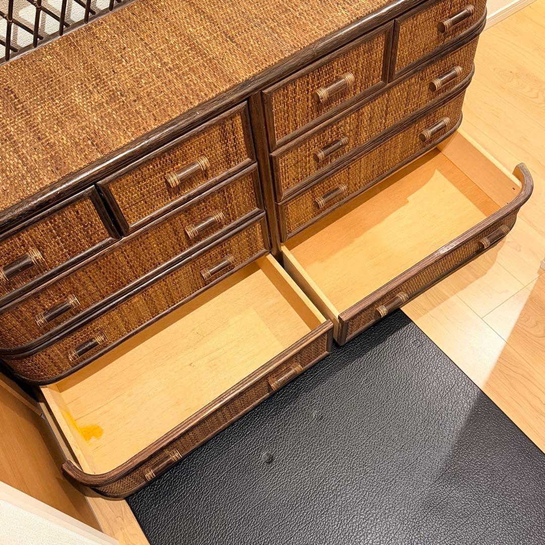 希少✨ヴィンテージラタン　籐家具 チェスト　4段10杯　引き出し タンス　ラタン