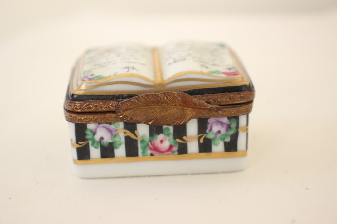 アンティーク　フランス　リモージュボックス　本　Book 羽