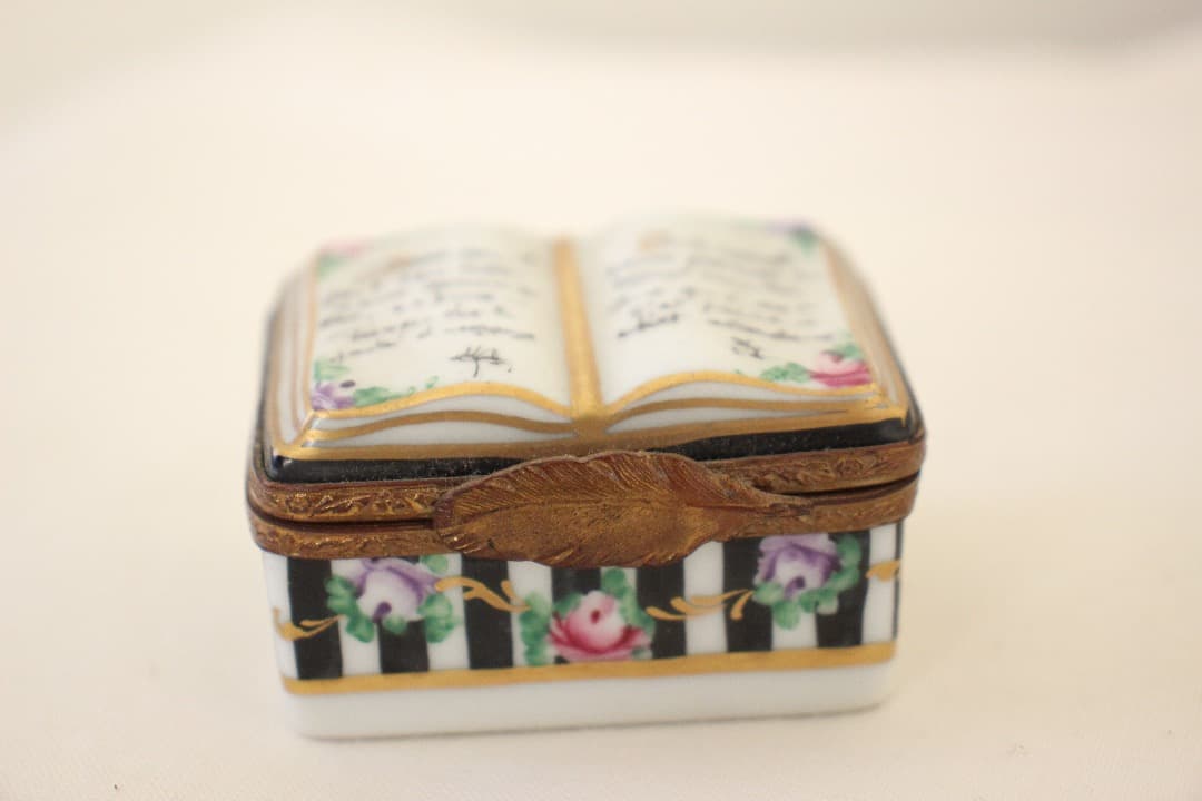 アンティーク　フランス　リモージュボックス　本　Book 羽