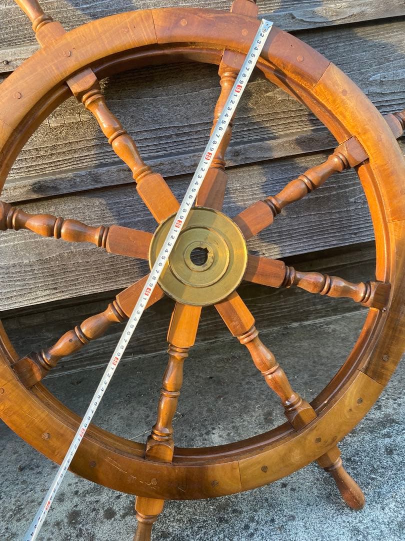 木製 舵輪 デザイン 直径約66cm 全体約90cm