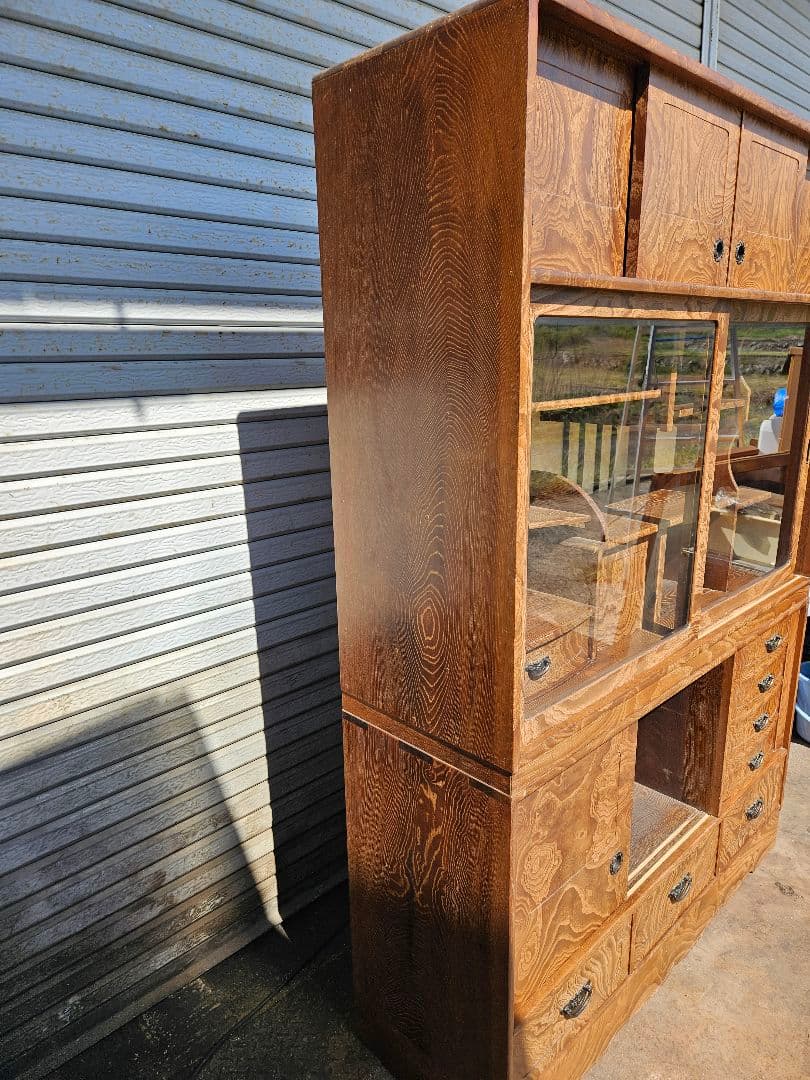 美しい杢目の茶箪笥 桐 水屋箪笥 木製 和家具 和モダン 昭和レトロ 古民家