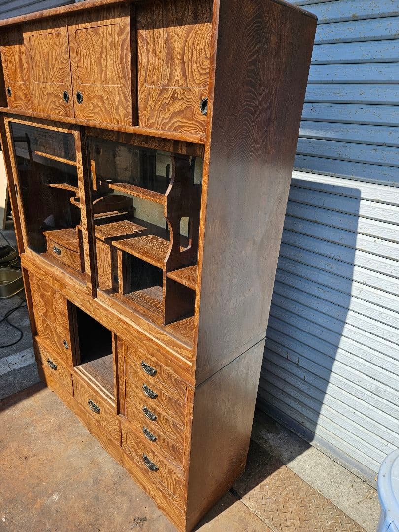 美しい杢目の茶箪笥 桐 水屋箪笥 木製 和家具 和モダン 昭和レトロ 古民家