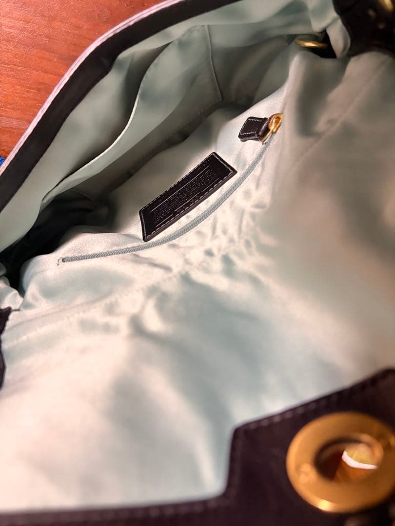 COACH 希少美品　黒レザーバンドバッグ フラップ式