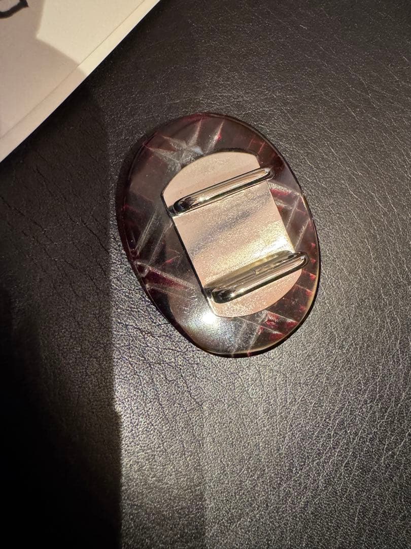 薩摩切子帯留 赤色カットガラス 楕円形 木箱付き