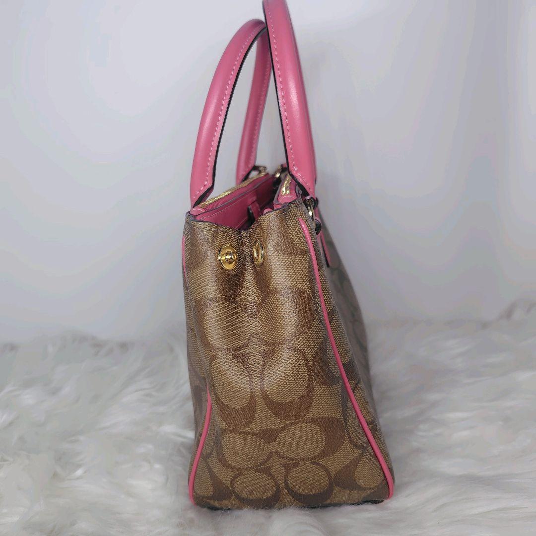 COACH　ハンドバッグ 2WAY　PVC　レザー トート　ピンク