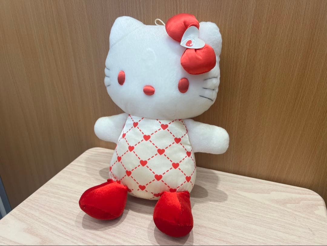 【レトロ・希少】ハローキティ ハートリボンぬいぐるみ 約30cm／サンリオ