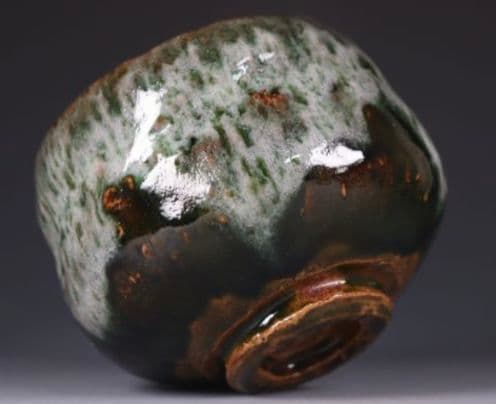 【 名工 大樋焼 】岩村与詞夫　飴釉茶碗　樂吉左衞門　佐々木昭楽