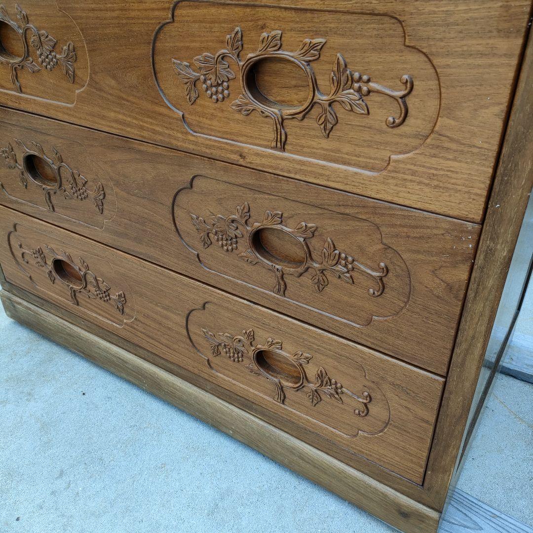 花梨？総無垢材。木製6段引き出し箪笥