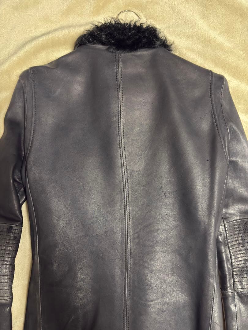 オ*ニ様 CHARMCULT ファー付き ホースレザーシングルライダースジャケッ