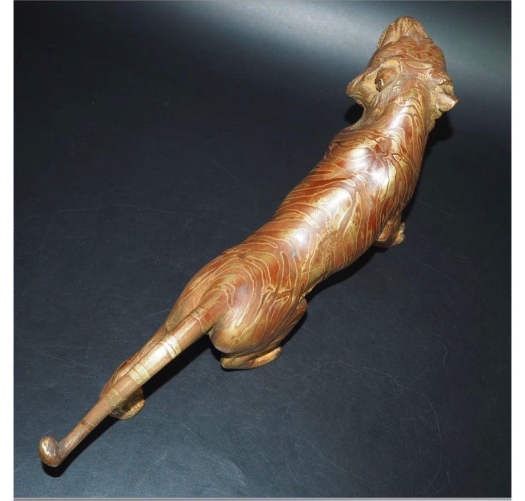 ヴォルテックス【フォロー割】送料無料　時代物 銅製　 リアル虎置物　玉眼