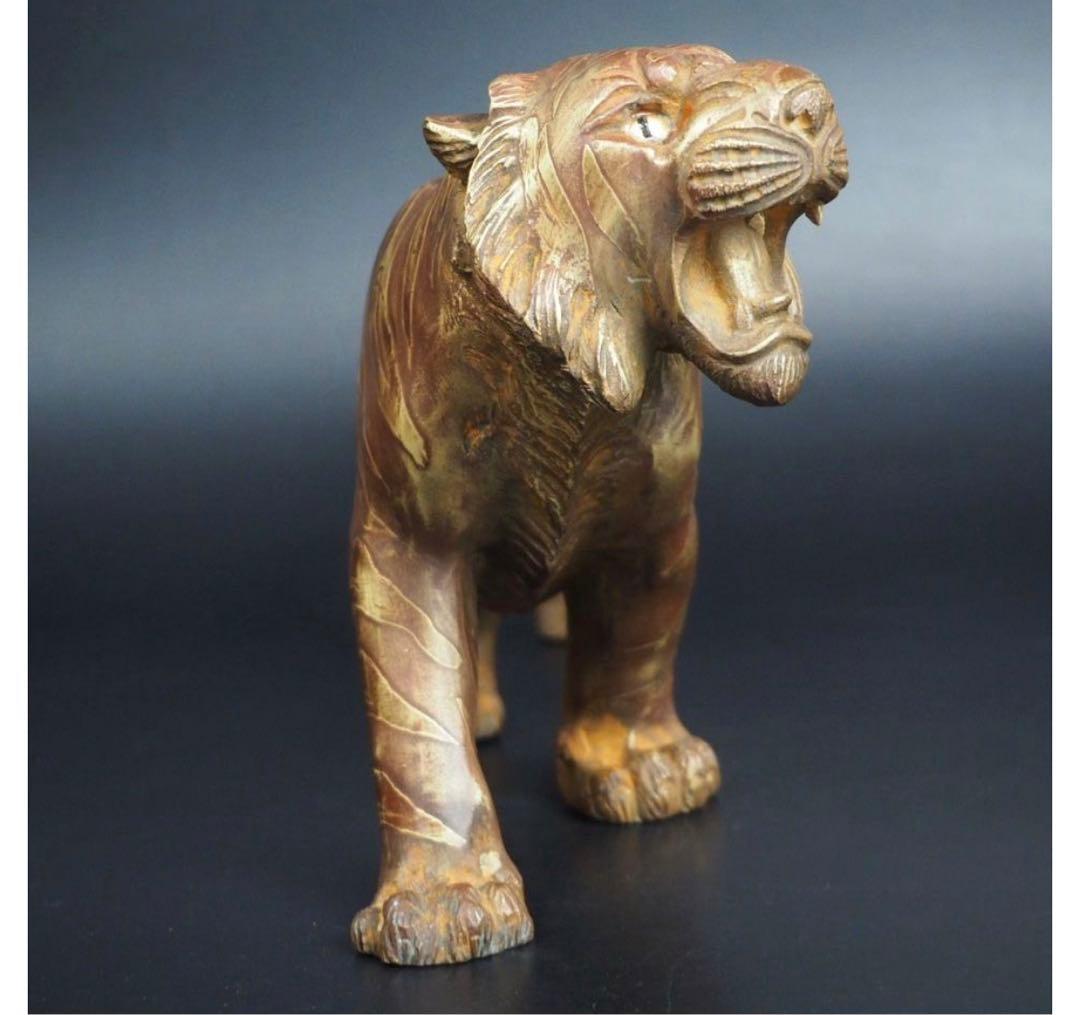 ヴォルテックス【フォロー割】送料無料　時代物 銅製　 リアル虎置物　玉眼