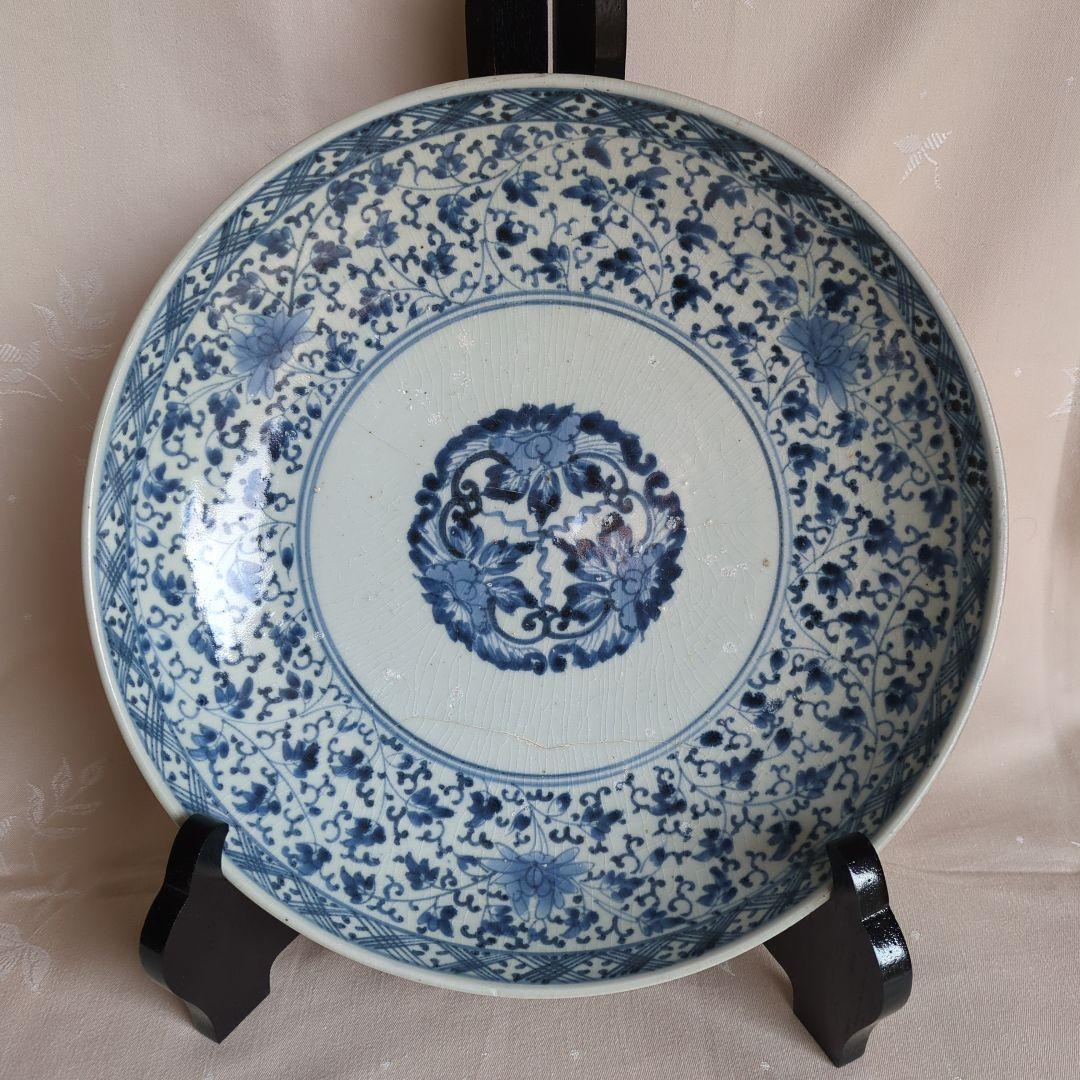 古伊万里 花唐草 大皿 江戸中期 31㎝