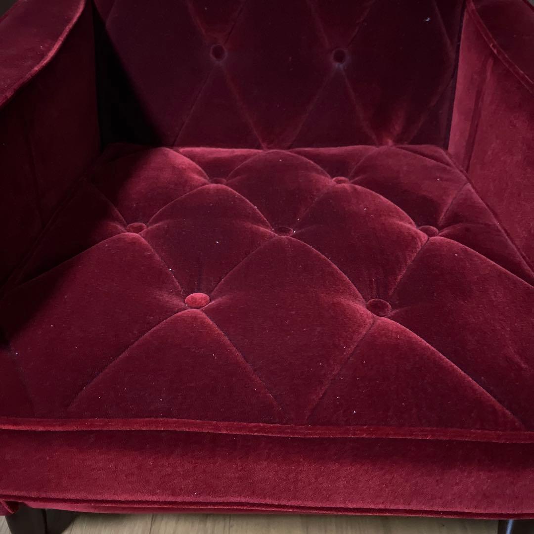 森 バーガンディ ベルベット 椅子 ボタン留め
