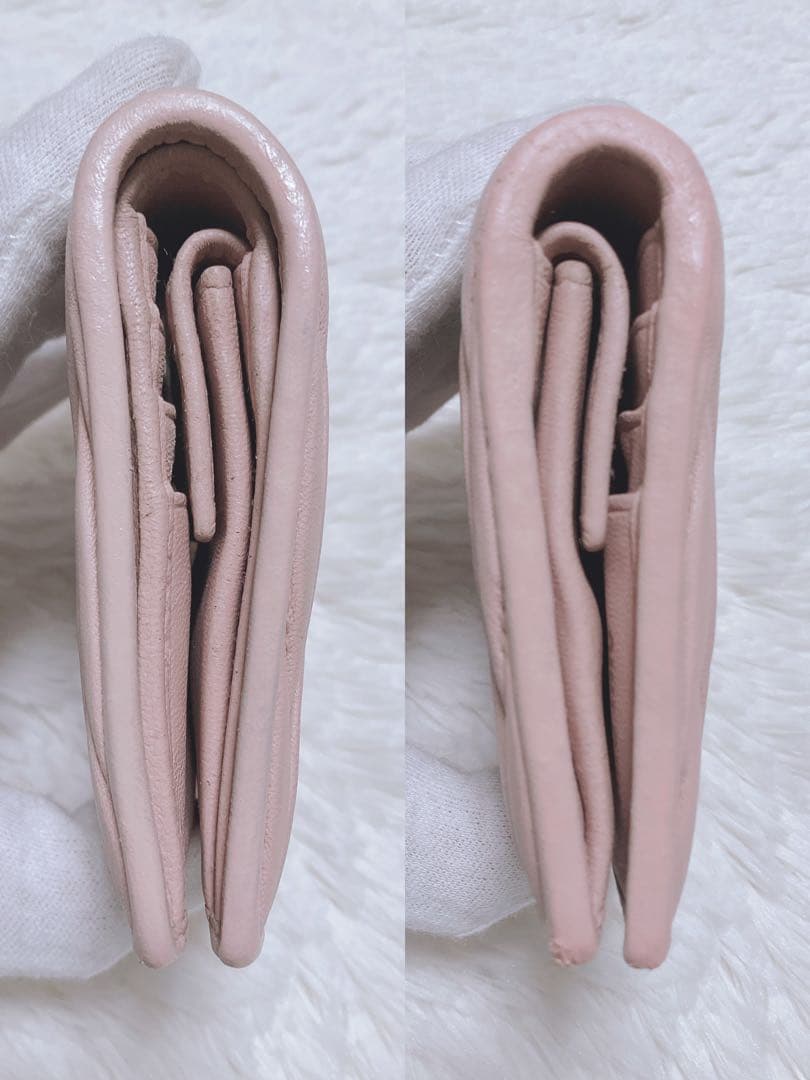 ♡美品♡ミュウミュウ マテラッセ 二つ折り財布 コンパクト ピンク レザー ミニ