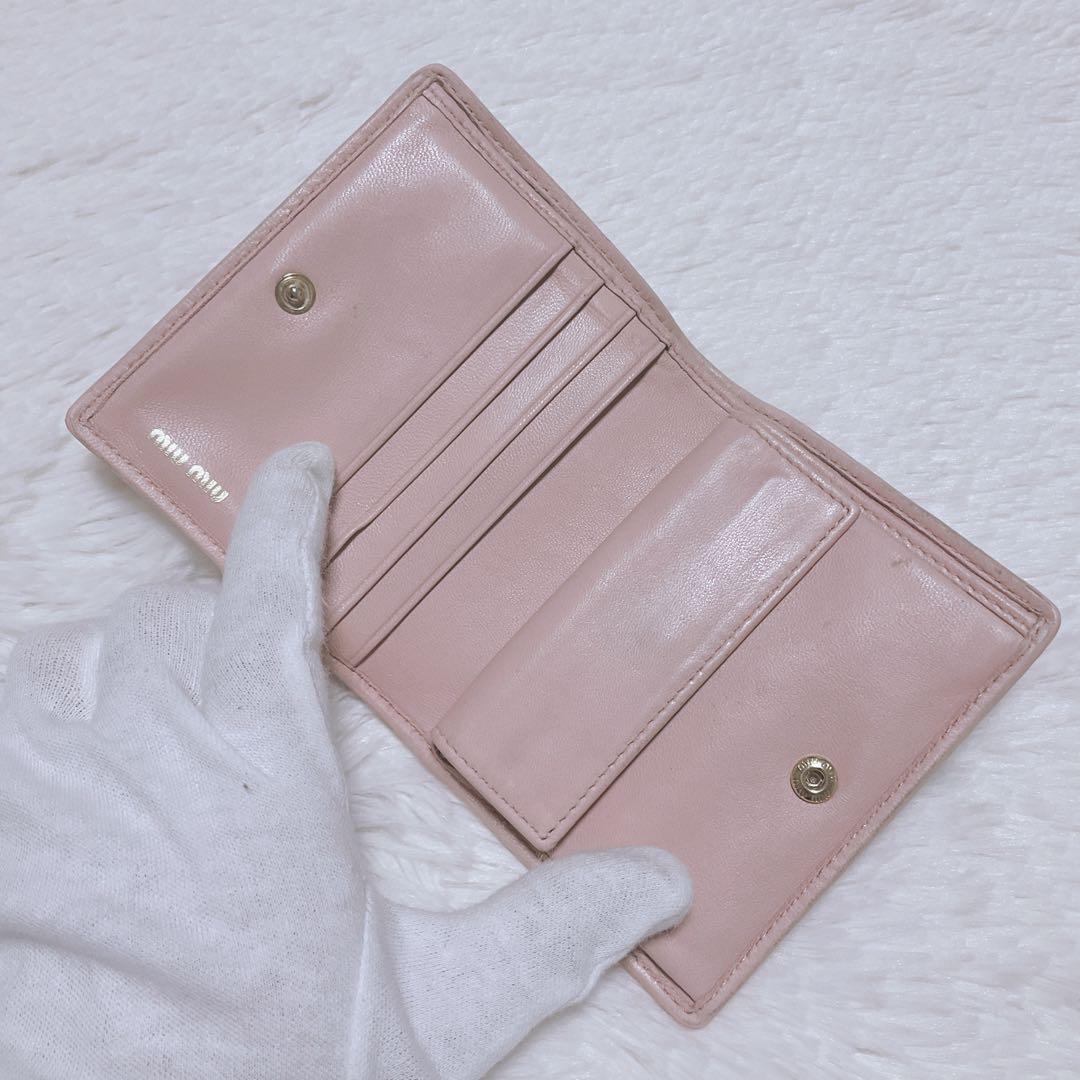 ♡美品♡ミュウミュウ マテラッセ 二つ折り財布 コンパクト ピンク レザー ミニ